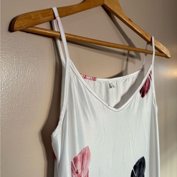 White Unbranded Feather Pattern Slipdress/Nightgown Size S - Picture 5 of 6